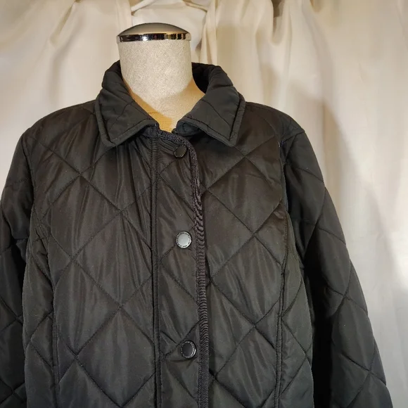 Isaac Mizrahi Puffer Jacket, Women Black Quilted, Leopard Lining, ZipUp, Pckts,M - Picture 6 of 16